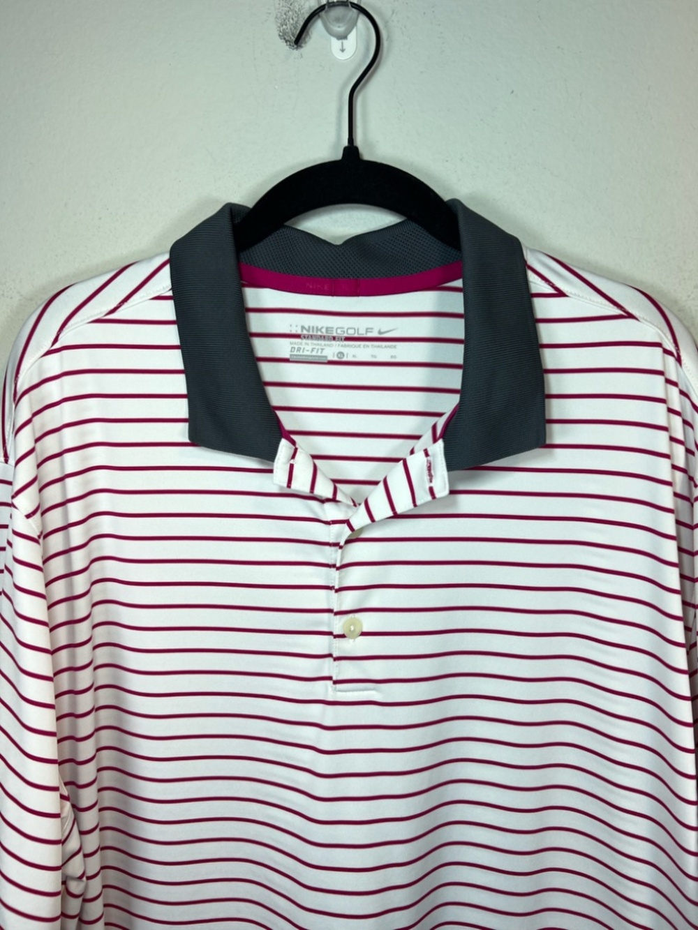 Nike Golf Dri-Fit Polo Shirt Magenta White Stripes Standard Fit Stretch Mens XXL - Picture 2 of 11